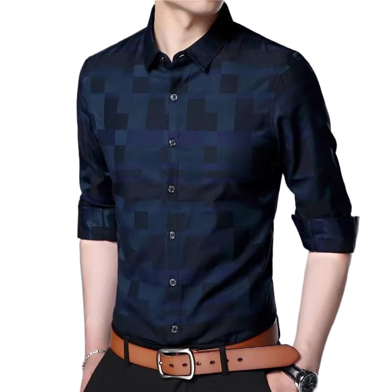 Chemise de qualité supérieure WOLONG manches longues style décontracté - 8