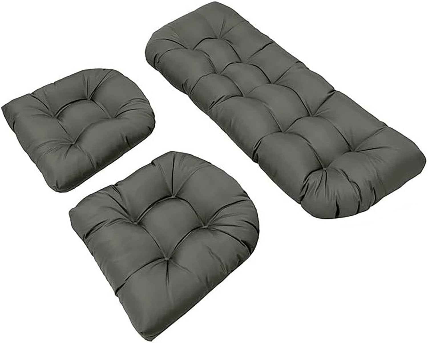 Juego de 3 Cojin de Sillas de Mimbre Exterior, Impermeables Jardín Cojines para Sillas 110x48cm/48x48cm Gruesos Columpio Respaldo Cojines para Patio, Sofá, Silla de Ratán(A)