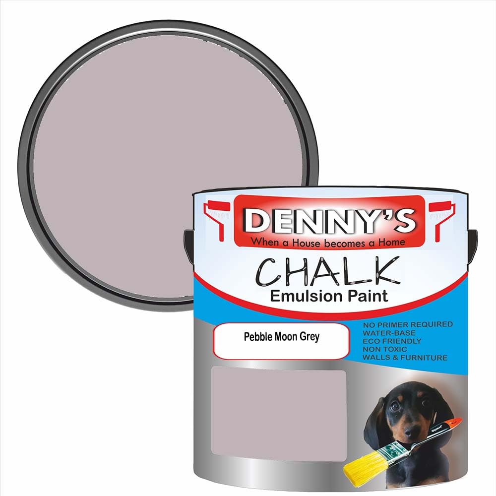 SCOOBYS PAINTS BACK IN THE MIX Chalk Emulsion Matt Paint, Water-Based, No Primer Required, For Walls and Furniture Grey, (Pebble Moon Grey, 250Ml Tin)