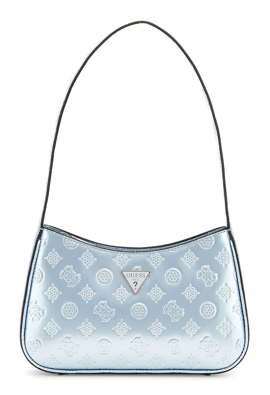 GUESS Arnela Top Zip Shoulder Bag, Powder Blue Logo