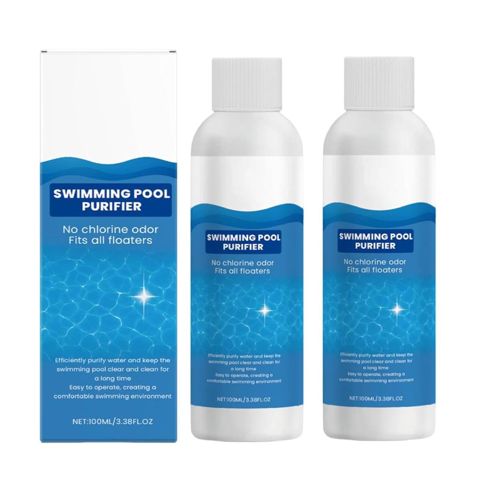 Schwimmbadreinigungsflüssigkeit, Poolwasserreinigungsflüssigkeit, Poolklärer, Poolwasserklärer, für eingelassene Pools und oberirdische Pools, hält das Wasser kristallklar und entfernt Trübungen (2PC)