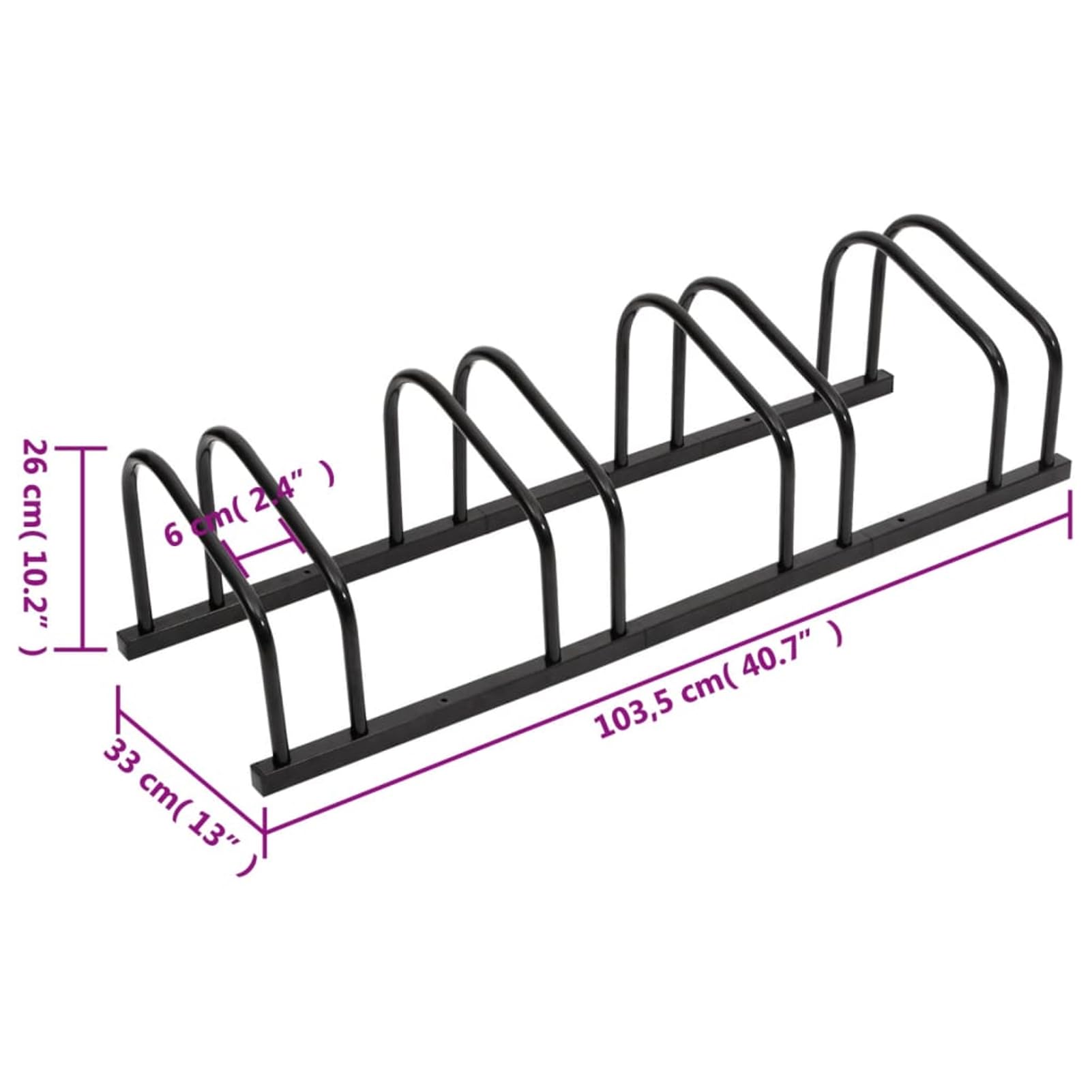 Homgoday Stahl Fahrradständer für bis zu 4 Fahrräder - Schwarz, 103,5 x 33 x 26 cm, Garagen- und Gartenlagerung, Anti-Diebstahl Fahrradständer Model154424