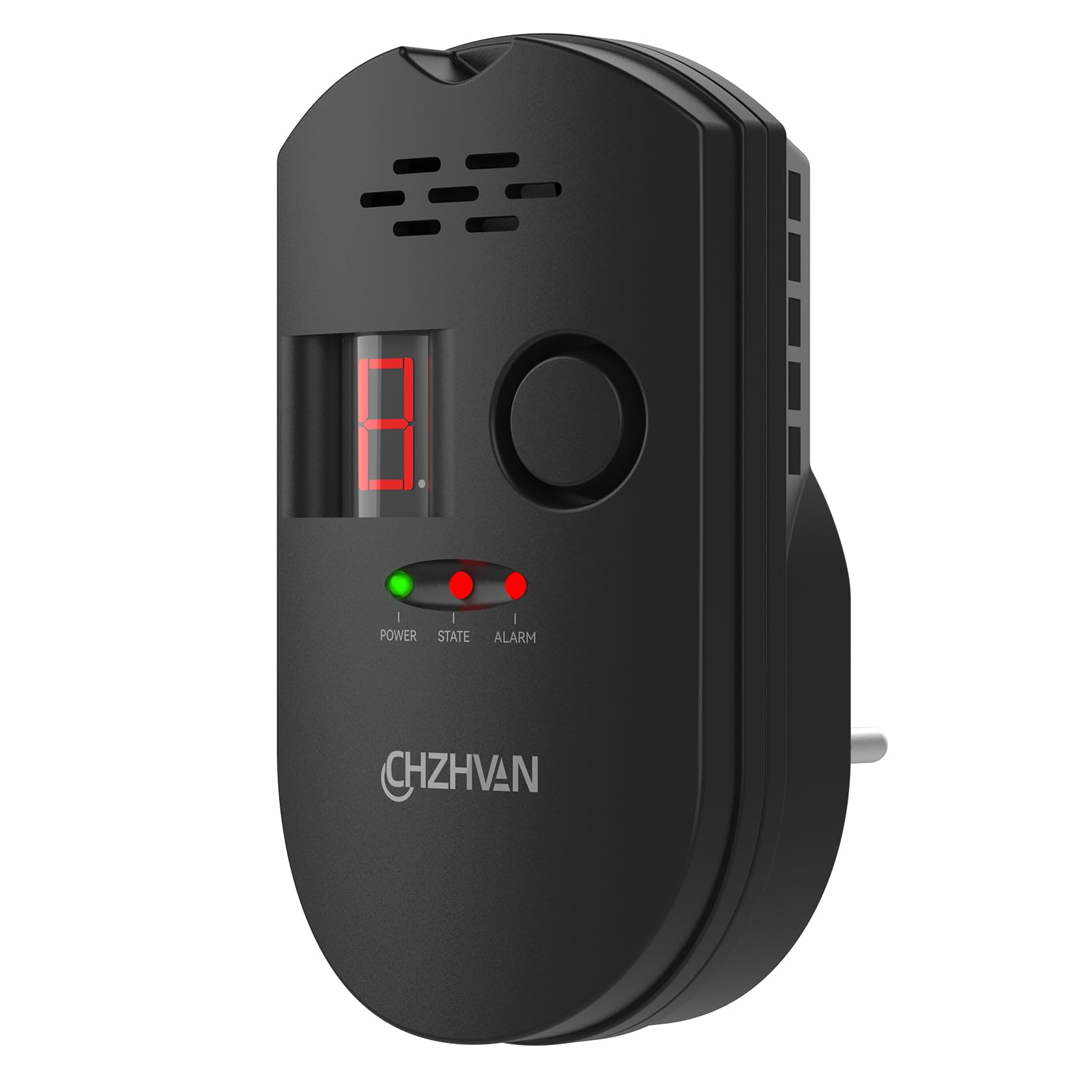 Sensor Enchufable para Detector de Gas/Gas Natural/GLP Carbono con Alarma Sonora, Pantalla Digital LED, y Monitoreo para Metano, Propano, Butano Gases Combustibles