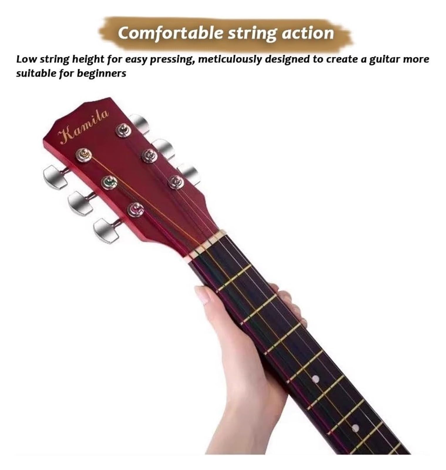 38-Zoll-Holz-Akustikgitarre, Cutaway-Gitarren-Starterset For Erwachsene Mit Gepolsterter Gigbag, Gurt, Kapodaster, Saiten, Plektren(Black)