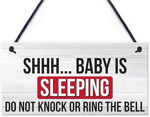 Hty Shh. Baby is Sleeping Do Not Disturb - Placa colgante para puerta de bebé, 10 x 5 pulgadas