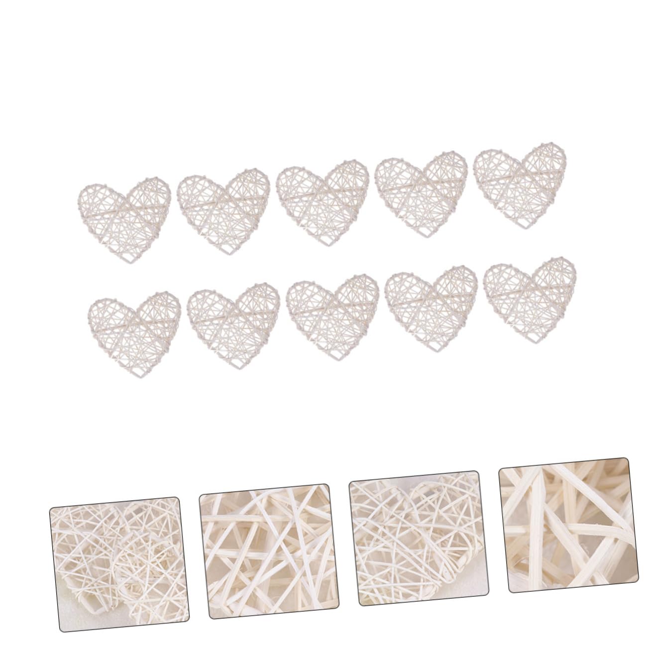 STOBAZA 30stücke Teiliges Rattan-Herz-Dekoration Für Hochzeiten Und Feste Weiße Weidenkugeln Als Bastelmaterial Für Kreative -projekte Und Stilvolle Tischdeko