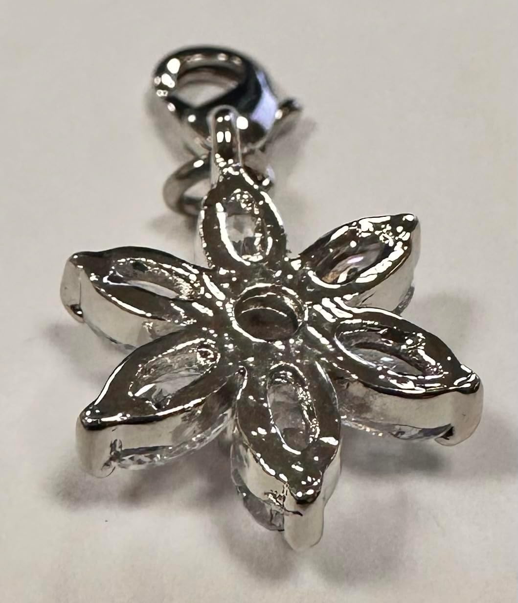 Quiges Crystal White Pear Cubic Zirconia Flower Clip On Charm Pendant Silver Plated Women's Jewellery - Image 4