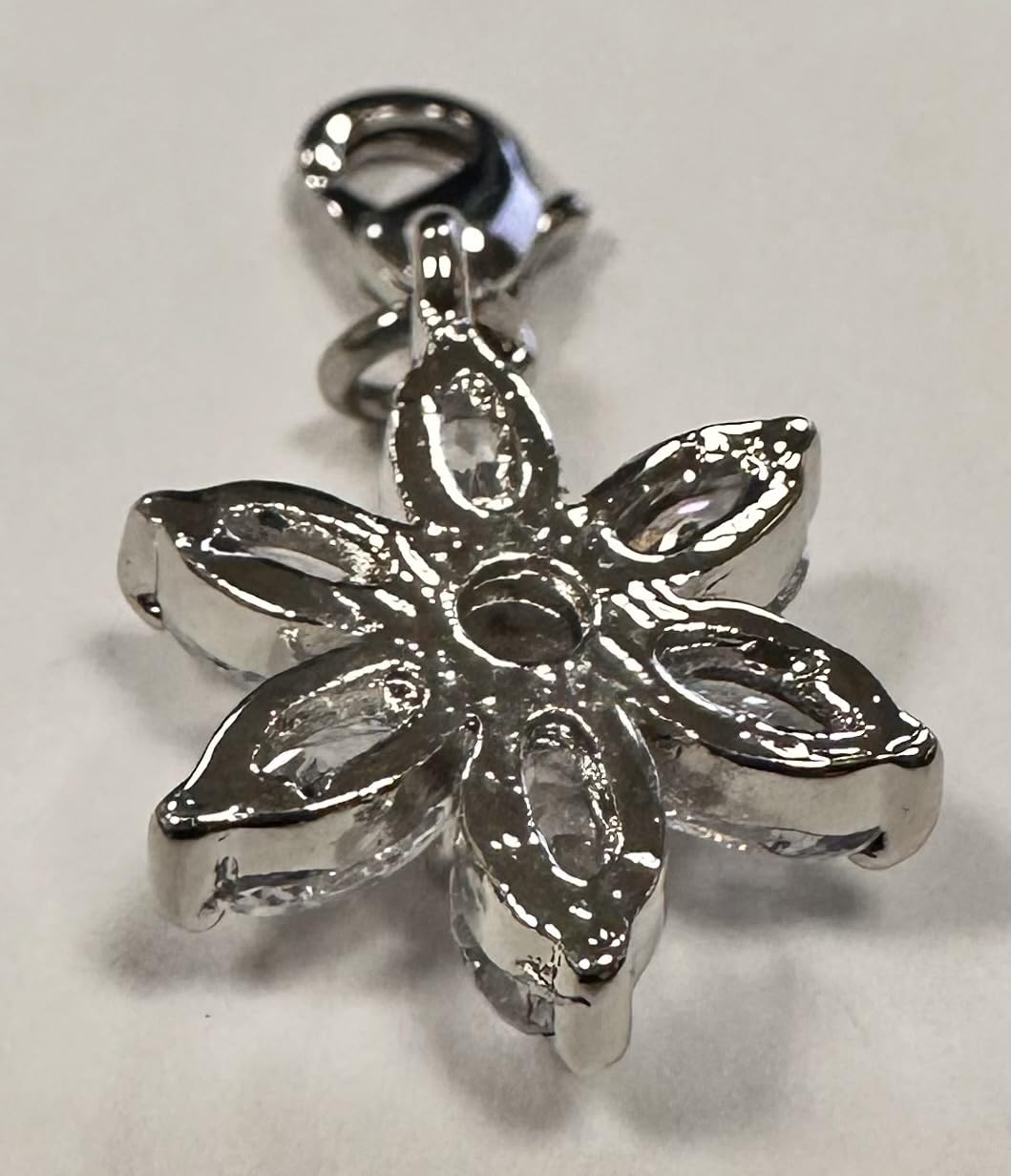 Quiges Charm con Cierre Plateado Flor de Zirconia Transparente Abalorios Joyería de Mujer