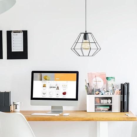 Shuttle Art Desk Organizer with 2 Drawers | Multi-Functional Stationery Holder for Office, Study Table, Home | 5 Compartment Pen, Pencil, Marker Storage Box for School & Art Supplies (White) - Image 3