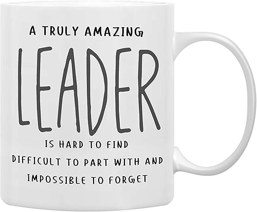 QASHWEY Taza de café con texto en inglés "A Truly Amazing Leader is Hard to Encontrar", regalos de supervisor y mentor, liderazgo inspirador, taza