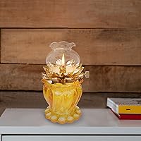 Vista 4 de USHOBE Lámpara de aceite de loto, lámpara de oración de adoración budista, portavelas votivas, soporte de incienso tibetano, suministros budistas