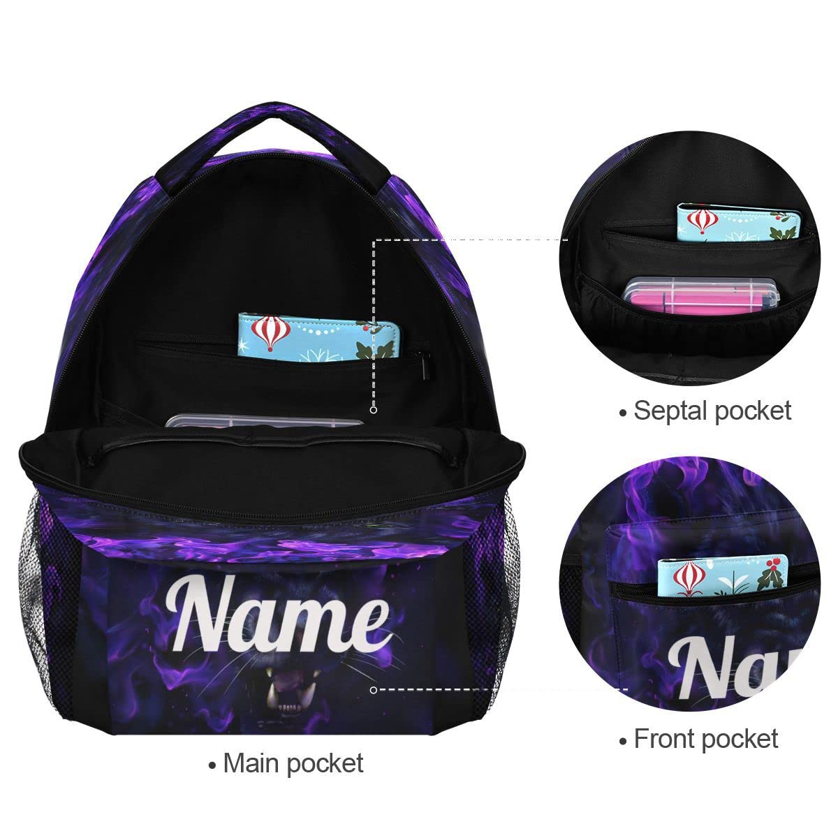 Custom1 - Mochila para niños con texto en inglés "Añade tu nombre", mochila para estudiantes primarias, bolsa para libros para niños y niñas, Personalizado3, talla única