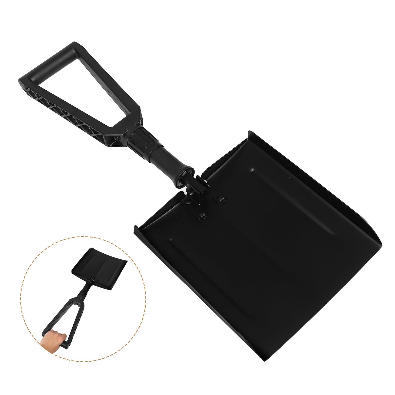 DOITOOL Pala de Nieve Plegable para Coche Mango de Hierro y Bolsa de Tela, Herramienta Portátil para Quitar Nieve en Entradas y Camping
