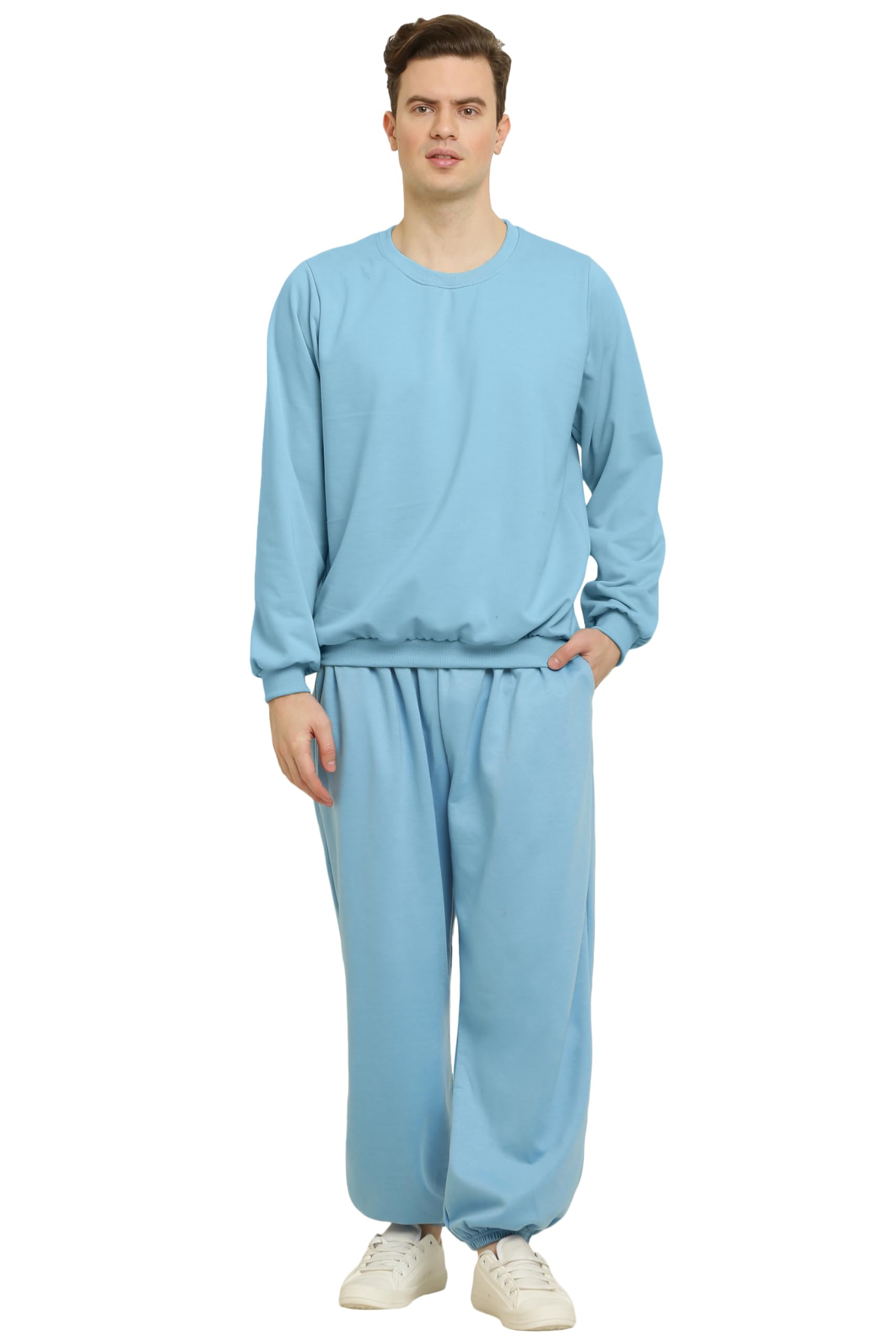 Elegance Men's Fleece Long Sleeve Round Neck Sweatshirt & Lower Winter Nightwear Pajama and Upper Set Tracksuit || 3XL - 10XL ||-picture-46