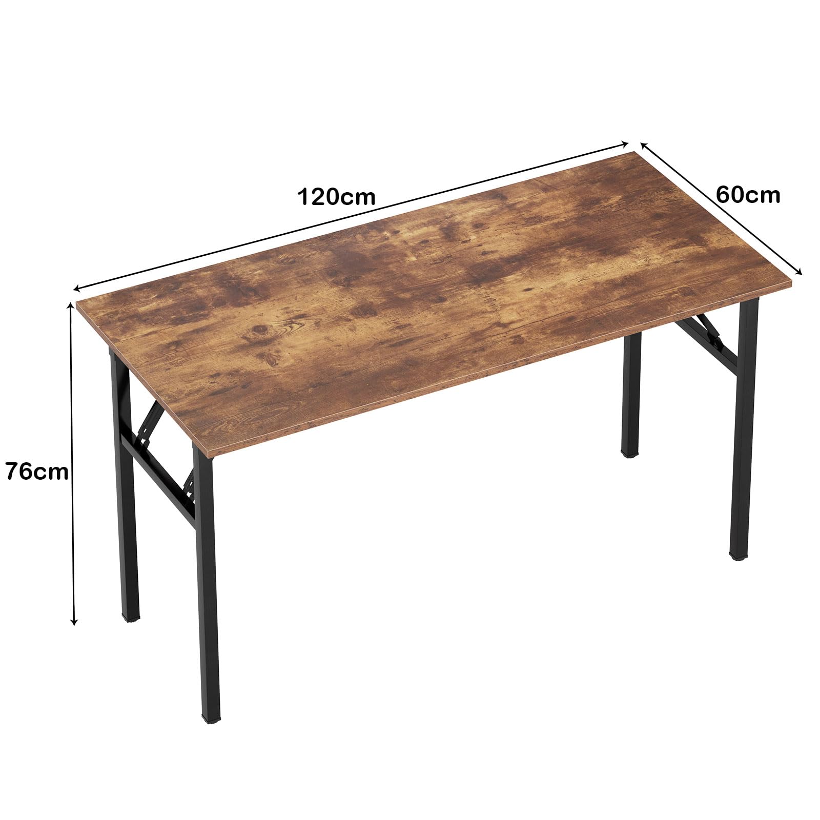 SogesHome Tavolo Pieghevole Scrivania da Computer 80 cm 100 cm 120 cm per Uso Domestico e Ufficio, Tavolo da Scrittura e Conferenza (Nero Retrò, 120 cm x 60 cm)