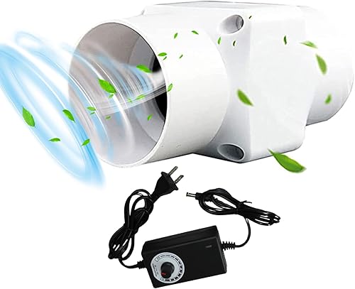 Ventilador de conducto en línea de 2 pulgadas con fuente de alimentación, ventilador de escape de baño, cocina de 12 V 6 W, mini soplador para
