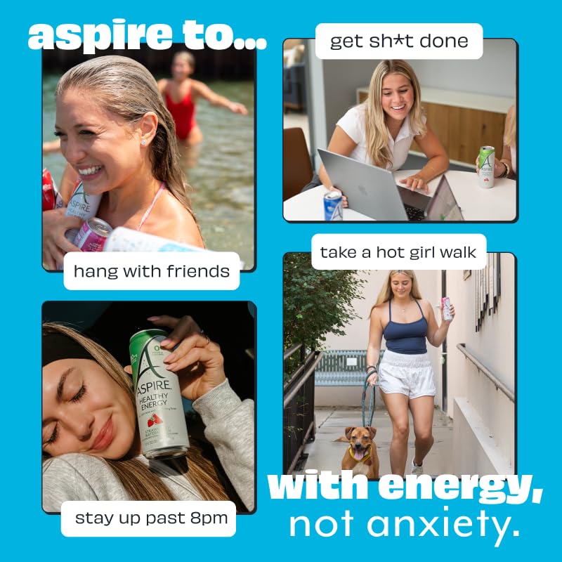 ASPIRE® Fruit Punch, Healthy Energy Drink 80mg Natural Caffeine, Zero Sugar No Carbs Keto Friendly, 24 Pack Green Tea Sugar Free Drink Low Caffeine Zero Calorie - Image 5