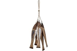 Wood Fish Decor Ornament: Vintage Coastal Accents for Nautical Ambiance