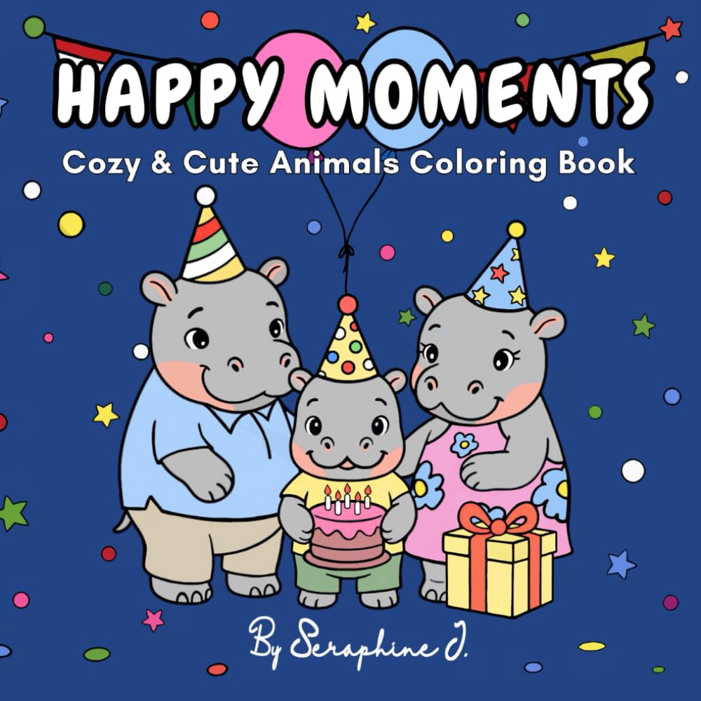 "HAPPY MOMENTS": Cozy & Cute Animals Coloring Book.
