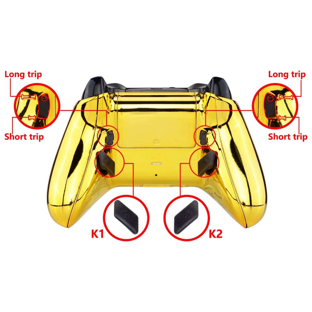 eXtremeRate Lofty Programable Remap&Gatillo de Parada Kit para Xbox (Actualización Board,Carcasa Trasera,Agarre,Botones Posterior,Trigger Lock para Xbox One S X Control-Modelo 1708)-Dorado Cromo