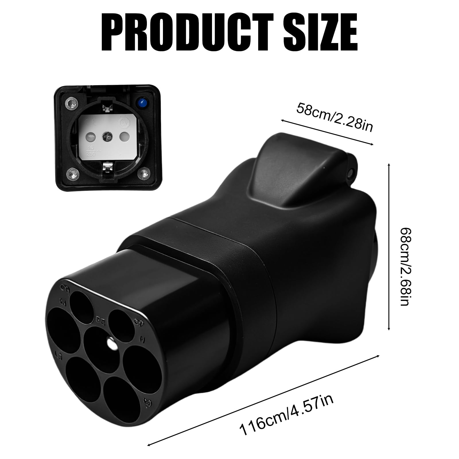Adapter typu 2 do Schuko, kabel do ładowania 16 A, typ 2 EV, wielofunkcyjny adapter do stacji ładującej typu 2, ładowarka typu 2, gniazdko elektryczne typu 2, do użytku domowego i mobilnego