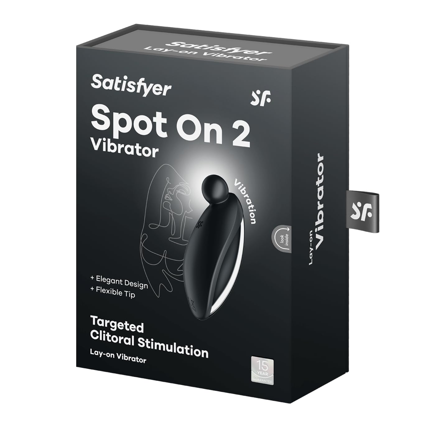 Satisfyer Spot en 2 | 9 cm | vibrador lay-on | Estimulación del clítoris | 12 programas de vibración | Recargable | Resistente al agua (IPX7) | Silicona respetuosa con la piel, color:negro
