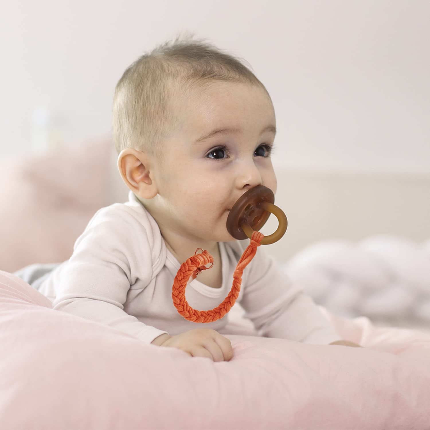 CLDY - Cadena de Chupete de Bebé de Algodón con 6 Pcs Adaptador de Chupete Adecuado para Chupetes Juguetes de Dentición para Niñas y Niños para Bebé Esenciales, Mantiene el Chupete Limpio