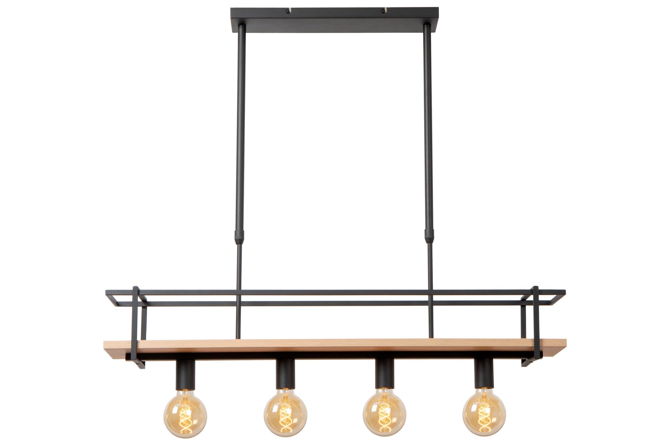 Lucide MILONGA Pendant Light - 4xE27 - Black Metal - Adjustable Height