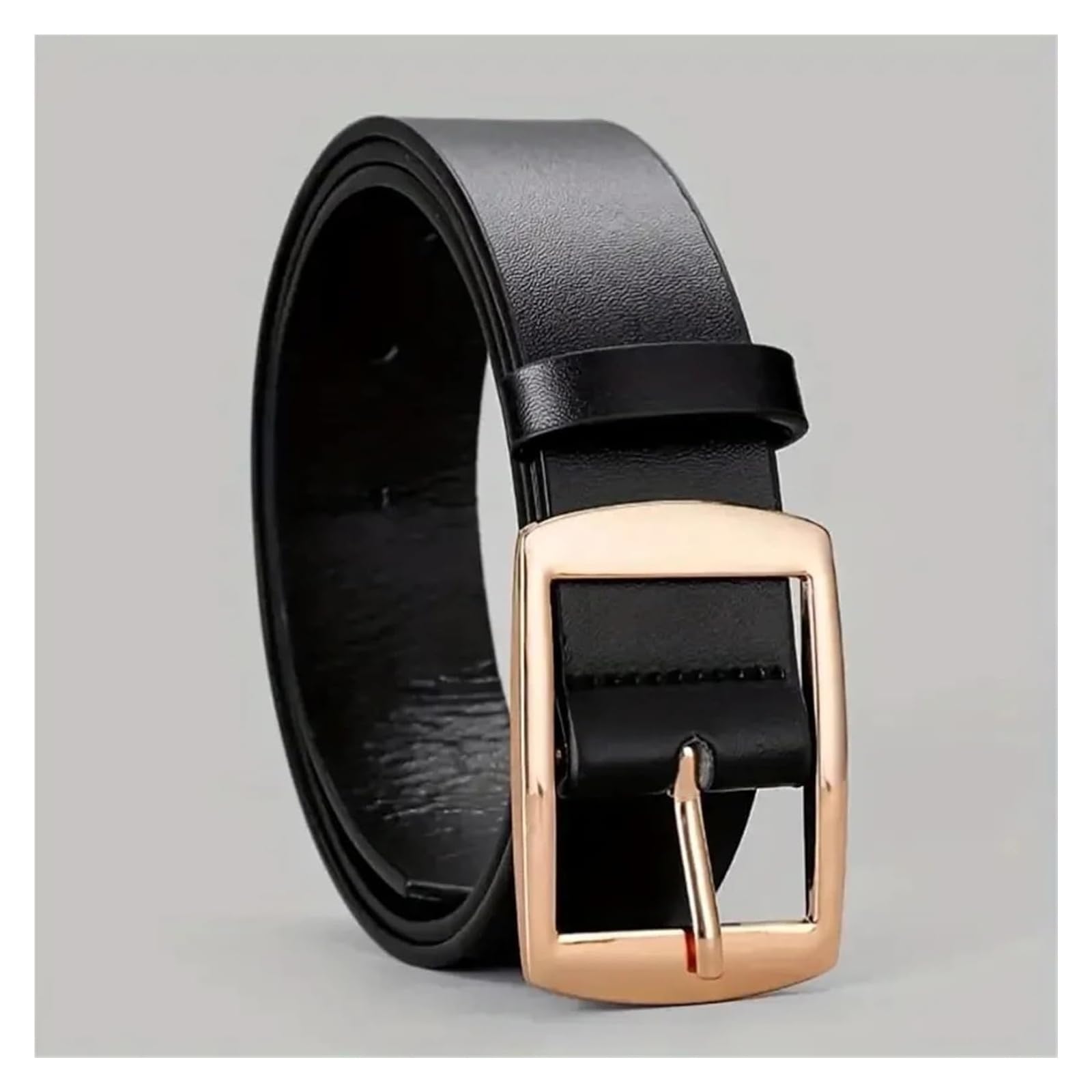 Cinturón informal de piel sintética for hombre con hebilla cuadrada de aleación de moda for uso diario y actividades de ocio.