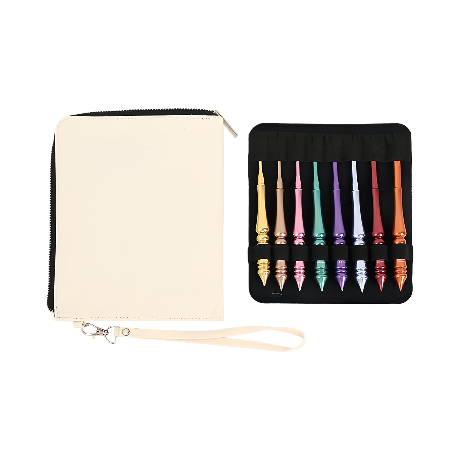 Nucelit 8Pcs Aluminum Alloy Crochet Hook with Ergonomic Handle 3.0mm-7.0mm Knitting for Adults Scarves Bags Making Colorful Crochet Hooks Set