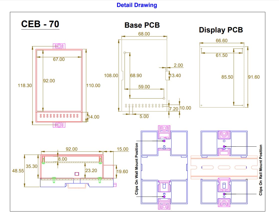 Gaurang Din Rail Enclosure 110 * 70 * 48.55mm for Electronic Home Automation PLC Switch box industrial boxes electrical box ABS enclosure Din Rail Enclosure Control Box (CEBV-70-01 With Ventilation) 1