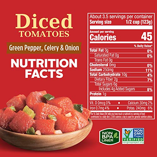 Hunt's Diced Tomatoes with Green Pepper, Celery & Onion, 14.5 oz, 12 Pack