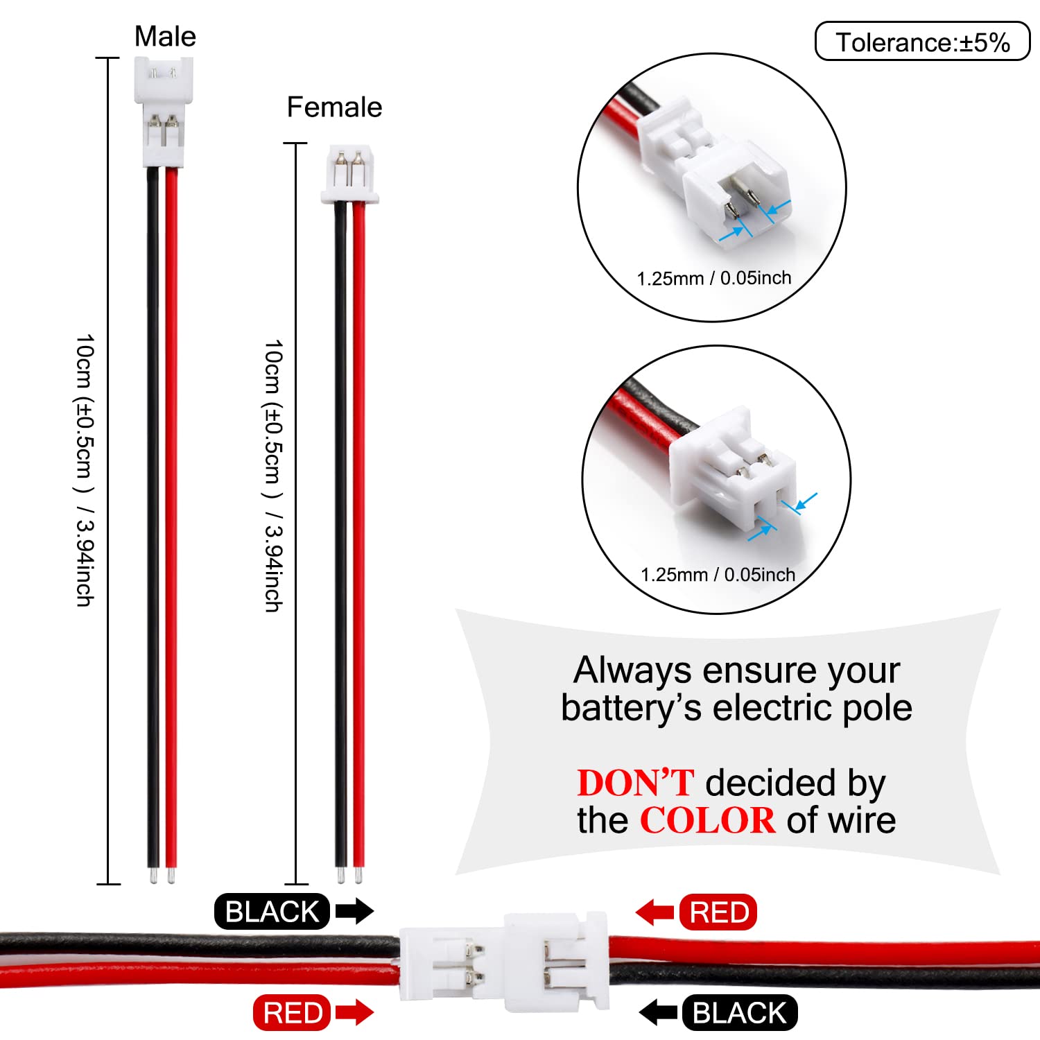 Pzsmocn 15 Sets Mini JST-SH Stecker - 1,0 Mm 3-polig Mit Silikonkabeln (20cm) Ideal Für LED-Streifen, RC-Modelle & Elektronik-Projekte