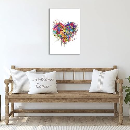 Heart Watercolor Poster Canvas Wall Art Heart Love Poster Print Wall Art Modern Minimalist Wall Art Decor Print Watercolor Heart Shape Picture Painting Print For Home Decor 16X24Inch Frameless #TOP5