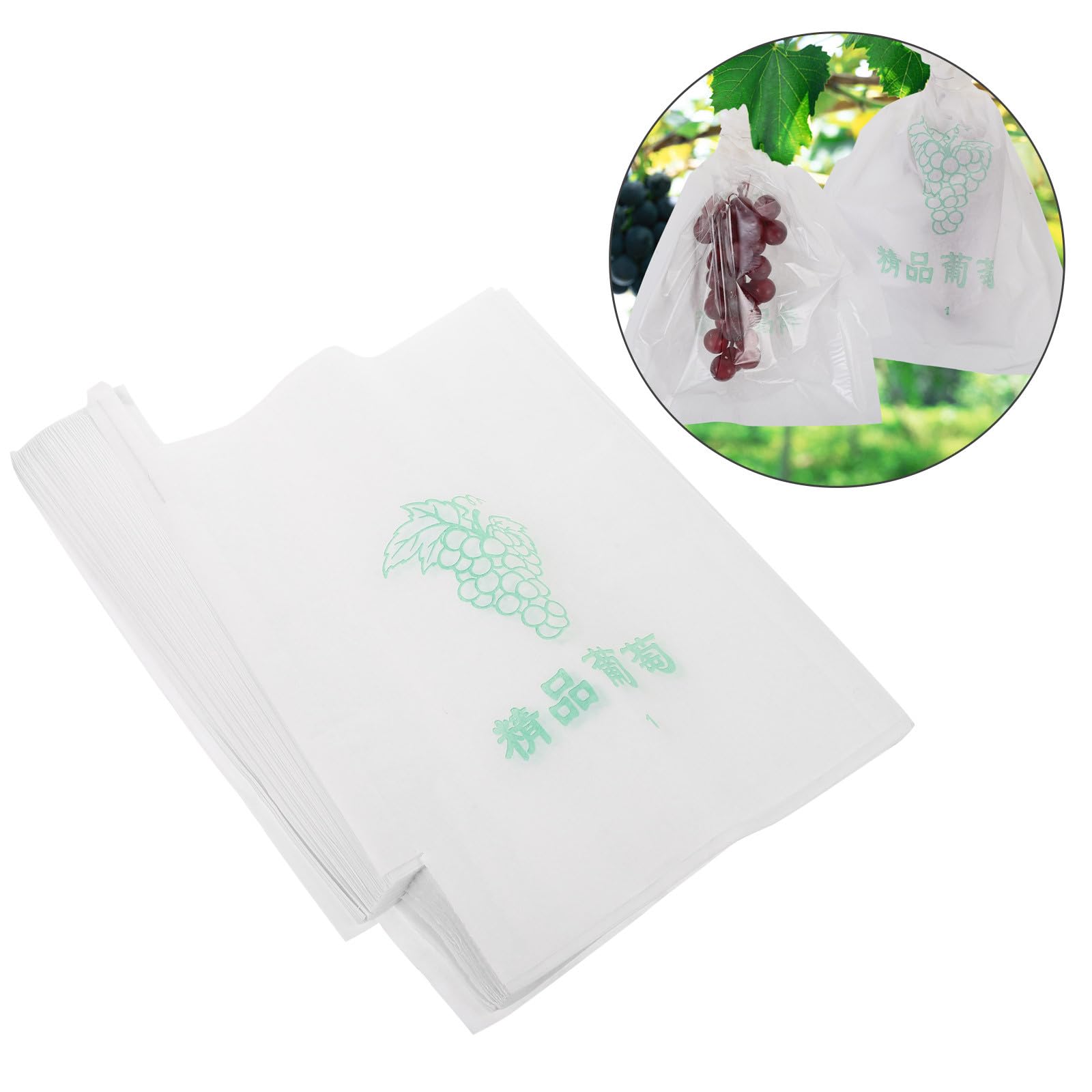 DOITOOL 100 Bolsas Protectoras de Papel Blanco para Uvas y Frutas, Bolsa Transparente para Protección contra Condiciones Meteorológicas y Aves, Adecuado para Cultivo y Jardinería