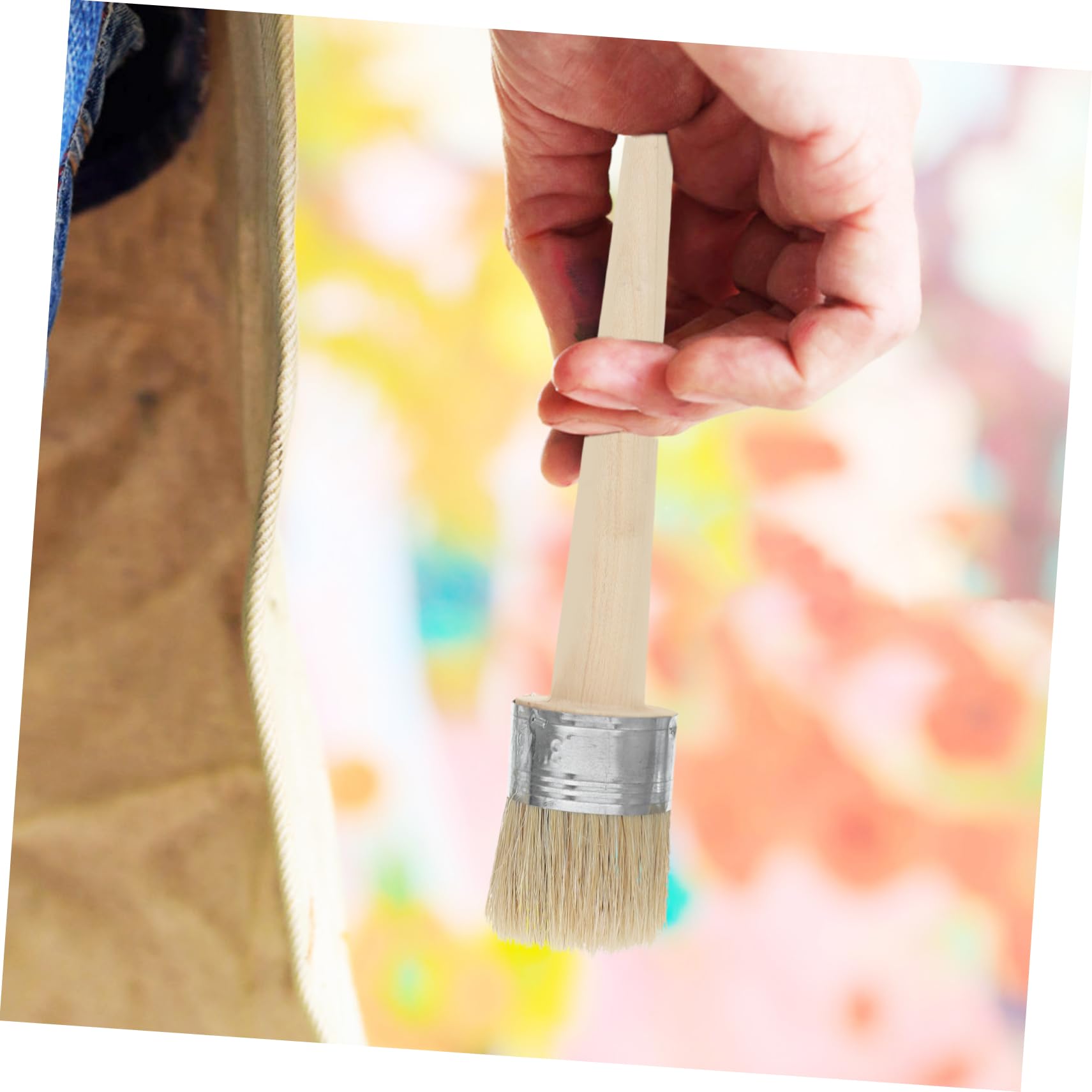 SOESFOUFU 5PCS Round Head Stencil Brush Durable Handle for Easy Painting Curved Surfaces for Decor Construction and Artistic Projects Soft Bristles for Precision