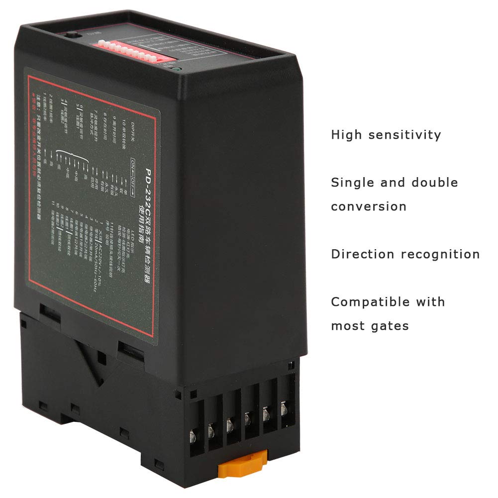Sensor Inductivo Doble Canal PD232, Detector de Lazo para Estacionamiento de Vehículos con Sensibilidad Ajustable, Ideal para Garajes Residenciales y Comerciales, de Detección de Parking Eficiente