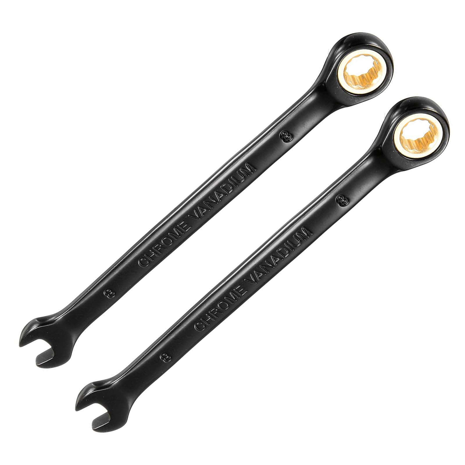 TA-VIGOR 2pc 8mm Ratcheting Wrench, 72 Teeth Fixed Head Combination Ratchet Spanner, Metric Open End Wrench and Ring Ratchet Wrench for Pipeline Automotive Repair, Furniture Assembly, Nuts and Bolts
