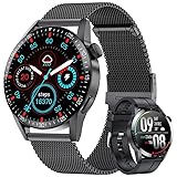 DREAMWIN Smartwatch Herren, 1.32 Zoll Touchscreen Armbanduhr mit Bluetooth Anruf, IP67 Wasserdicht Tracker mit Schlafmonitor Pulsuhr Blutdruck, Schrittzähler Sportuhr für Android iOS (Schwarz)