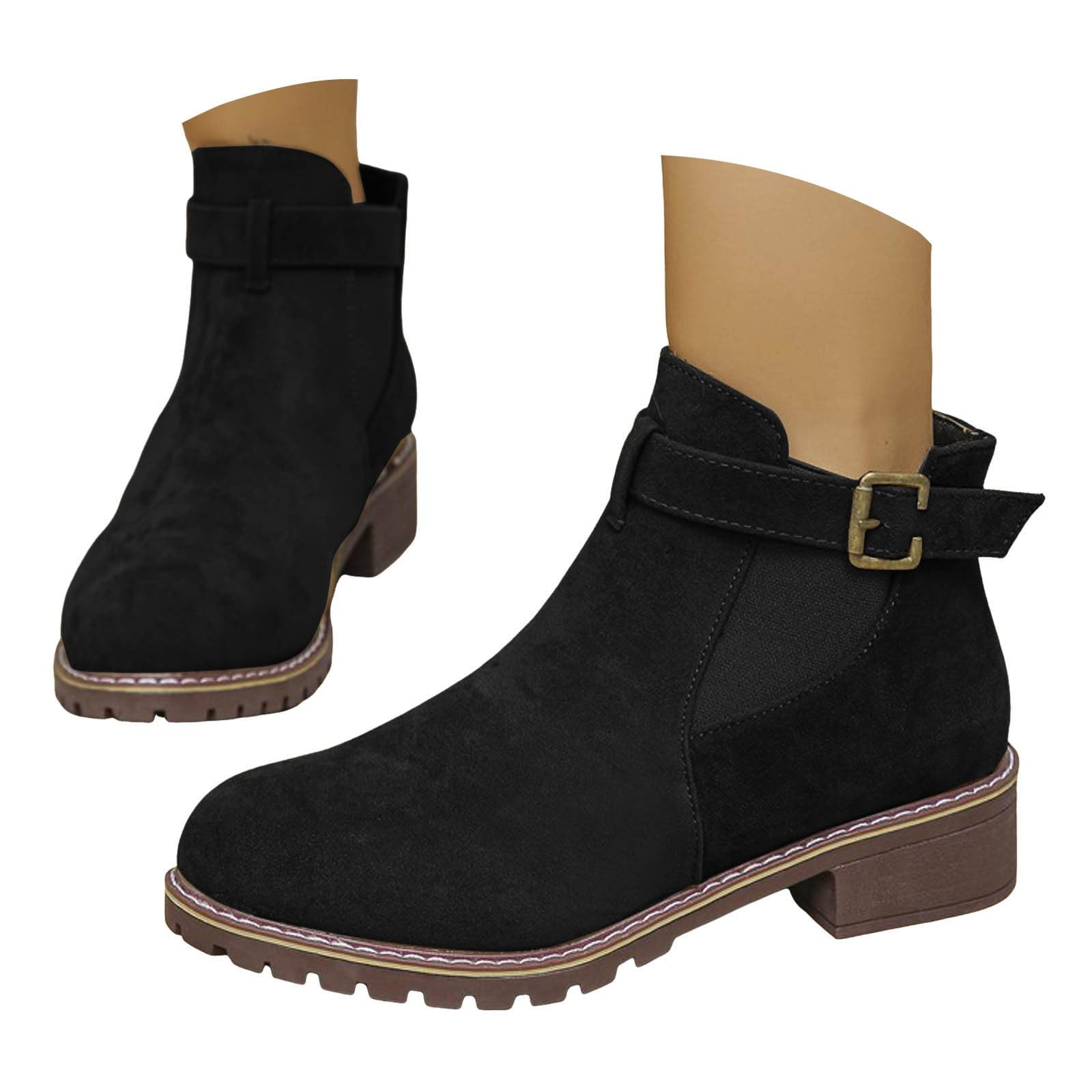 Womens Ankle Boots Low Heel Fashion Western Cowboy Ankle Boot Comfortable Cutout Short Booties with Side Zipper Vintage