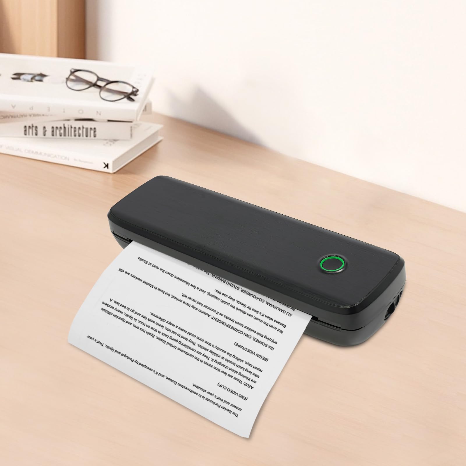 Impresora térmica A4 con Bluetooth, mini impresora portátil de 10 W, para oficina, hogar, escuela y viajes, 29 x 9 x 5,8 cm (negro)