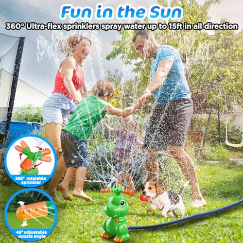 4-in-1 Dinosaurier-Wassersprinkler & Baseball-Spielzeug – 360° Spritzspaß für Kinder im Sommer! 🦖💦🏏 Machen Sie Ihren Garten zum Abenteuerpark! Mit dem TERRAMUS Dinosaurier-Wassersprinkler erleben Kinder spritzigen Spaß und spannende Baseball-Action! 🌞🎉 – Bild 4