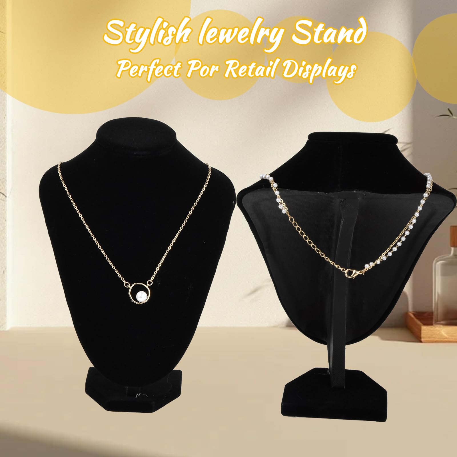 Buste Bijoux Velours Noir, Présentoirs Bijoux En Velours Noir, Support