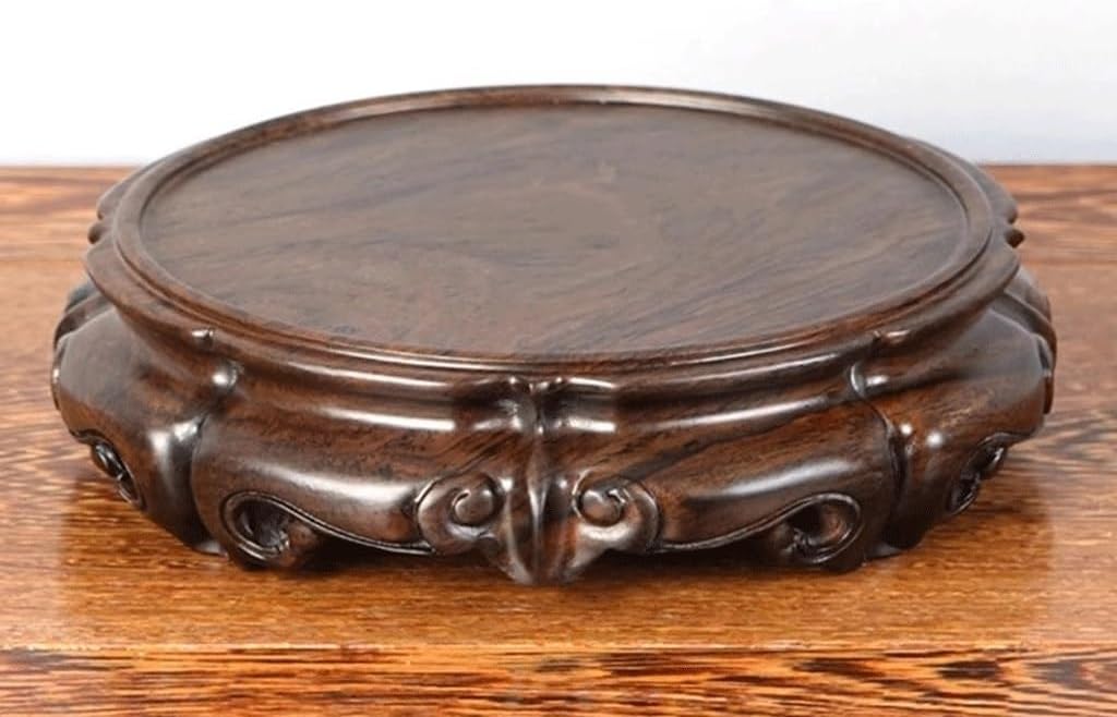 Bonsai Pedestal Vase Pedestal Stands Solid Wood Round Base Ebony Vase Flower Pot Ornaments Teapot Incense Burner Buddha Statue Base Wooden Support Pad Planter Stand Plant Holder