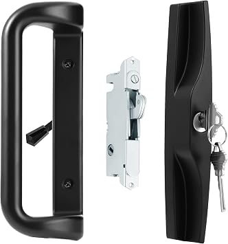 House Guard Black Sliding Glass Door Handle Set with Lock and Key