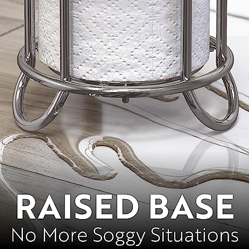 Brookstone, Chrome Toilet Paper Holder, Freestanding Bathroom Tissue Organizer, Minimalistic Storage Solution, Stylish Design [Holds Mega Rolls] #TOP2