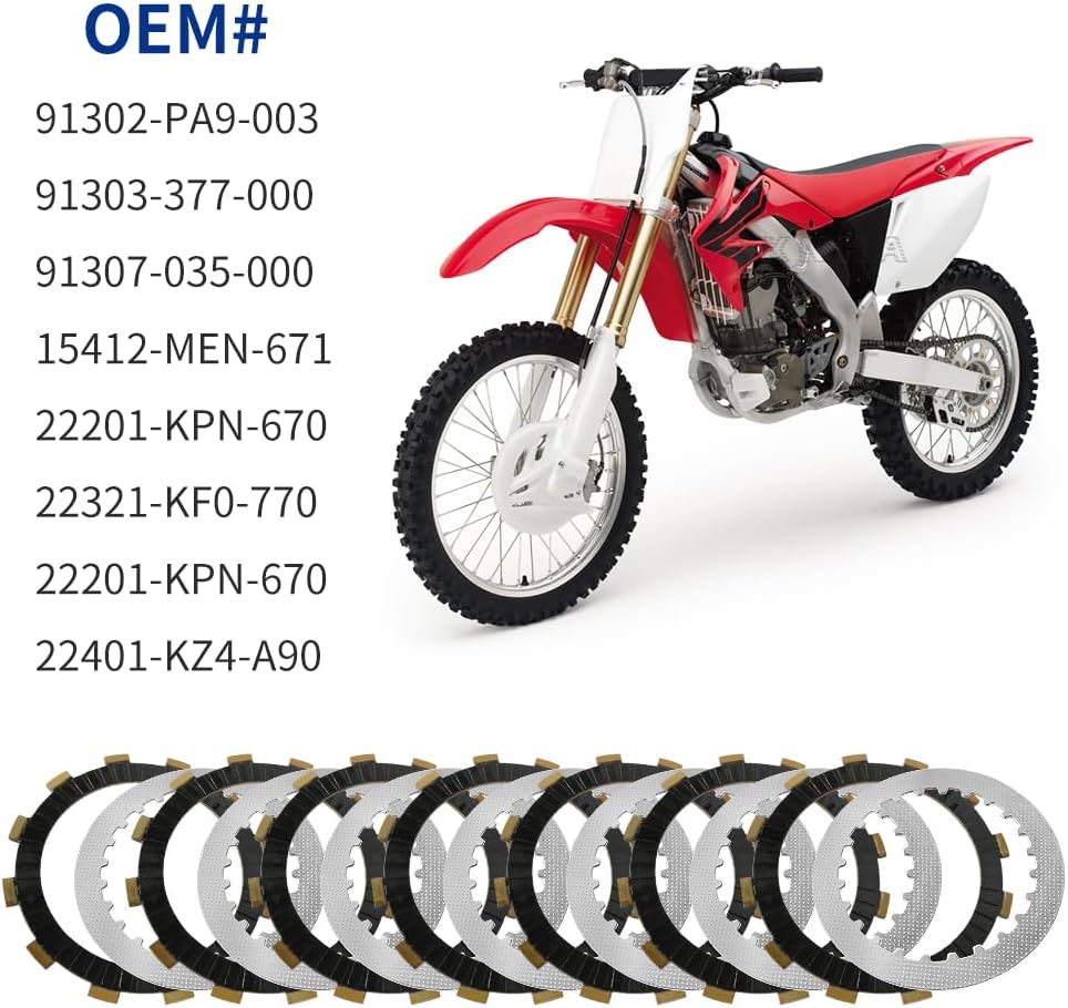 Clutch Kit & Friction Steel Plates Gasket Compatible with Honda CRF250R 2004 2005 2006 2007