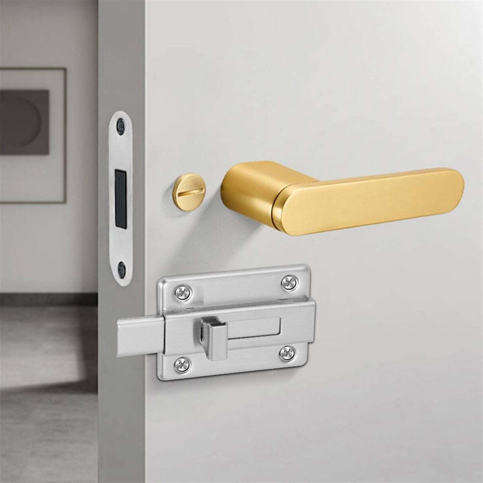 Targette de Porte 2Pcs Door Bolt Stainless Steel Security Slide Latch Lock Rust Proof For(3inch)