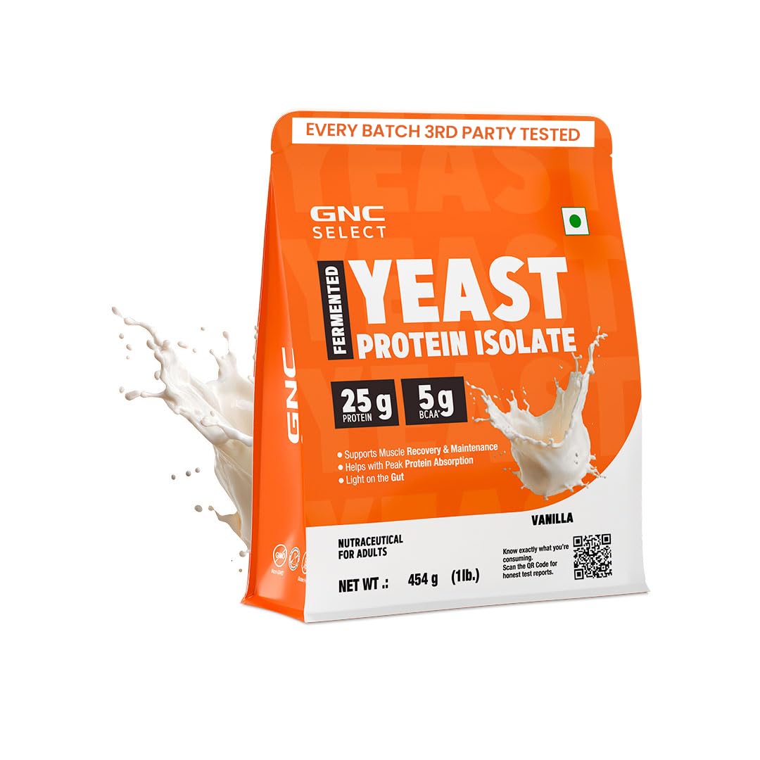 GNC Select Yeast Protein | 25g Protein, 5g BCAAs | Fermentation-Grown | Added Protease | Non-Dairy, 100% Veg, No Added Sugar | Digestive Support | Vanilla, 0.07lbs — Amazon image 11