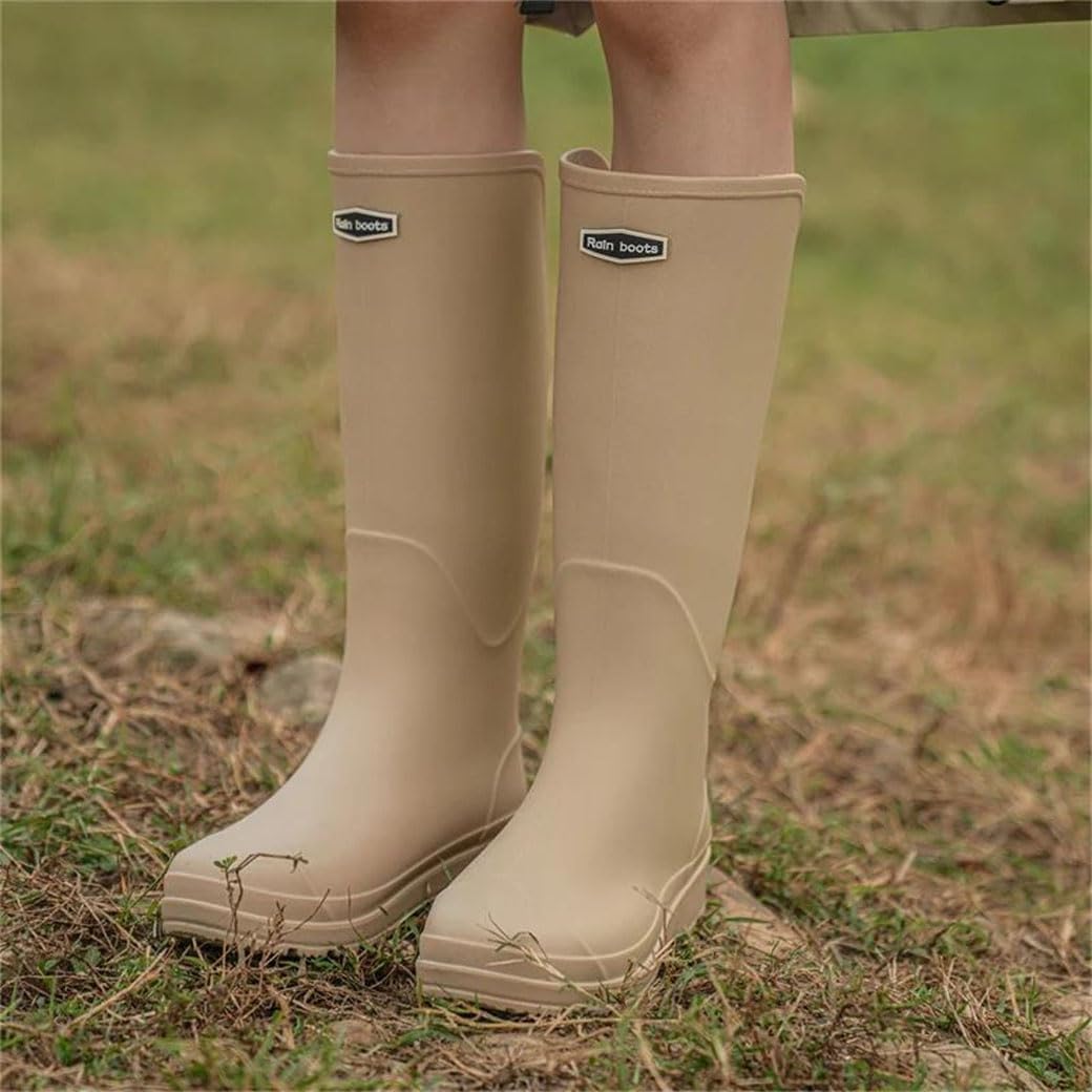 Unisex Waterproof Tall Rain Boots Stylish For Outdoor Camping With Flat Sole Cuffed Design Durable Galoshes
